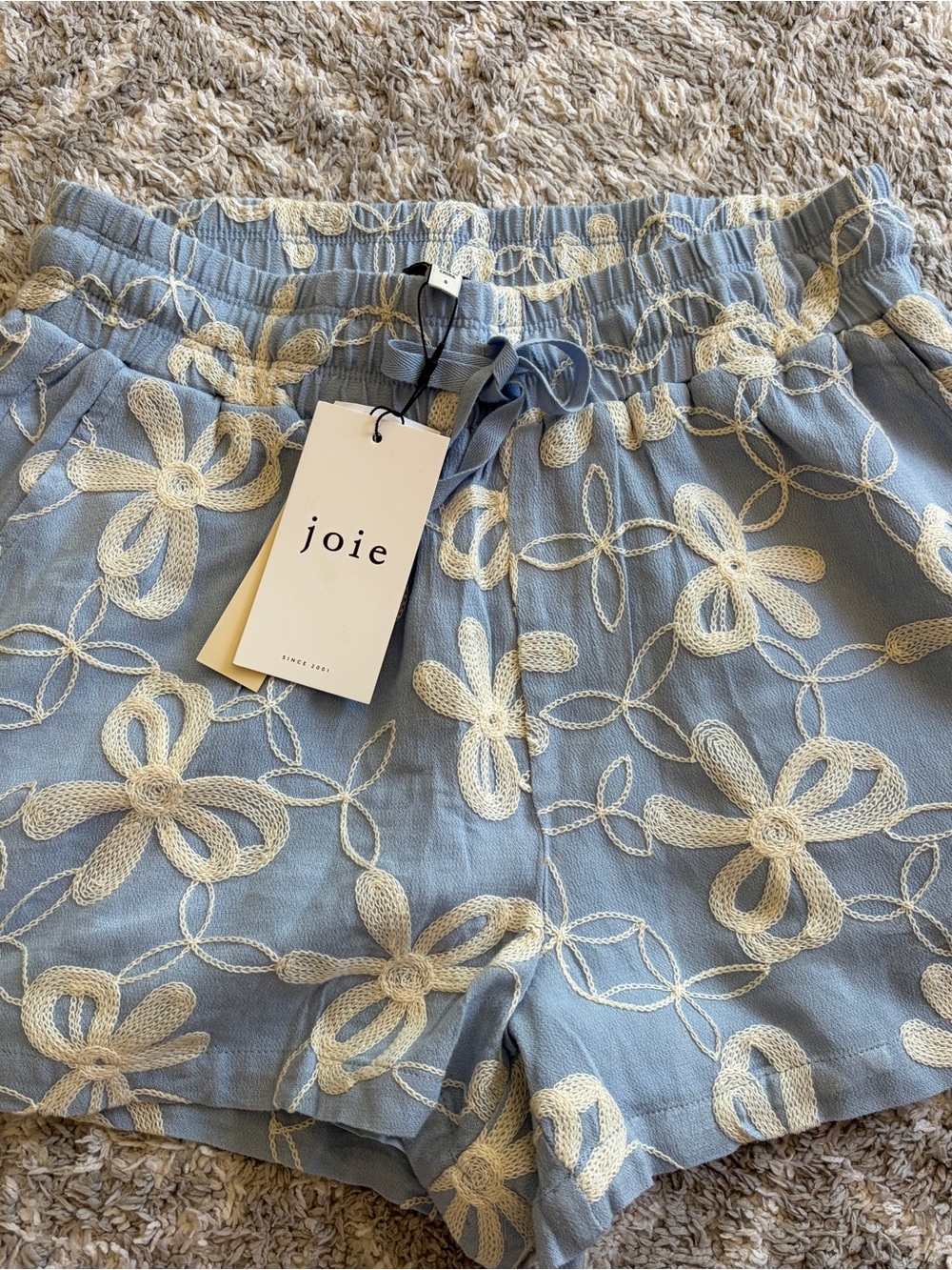 Joie Blue Floral Embroidered Women's Shorts size small
